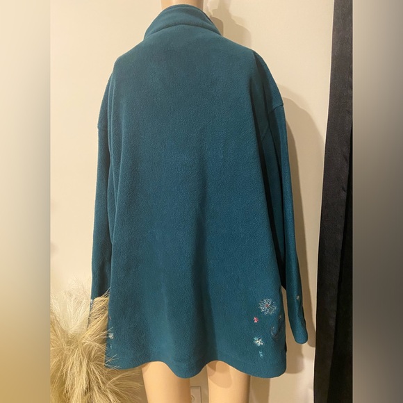 Vintage 90’s Northern Reflections Teal Paisley design Fleece zip up sweater XL - Picture 4 of 12